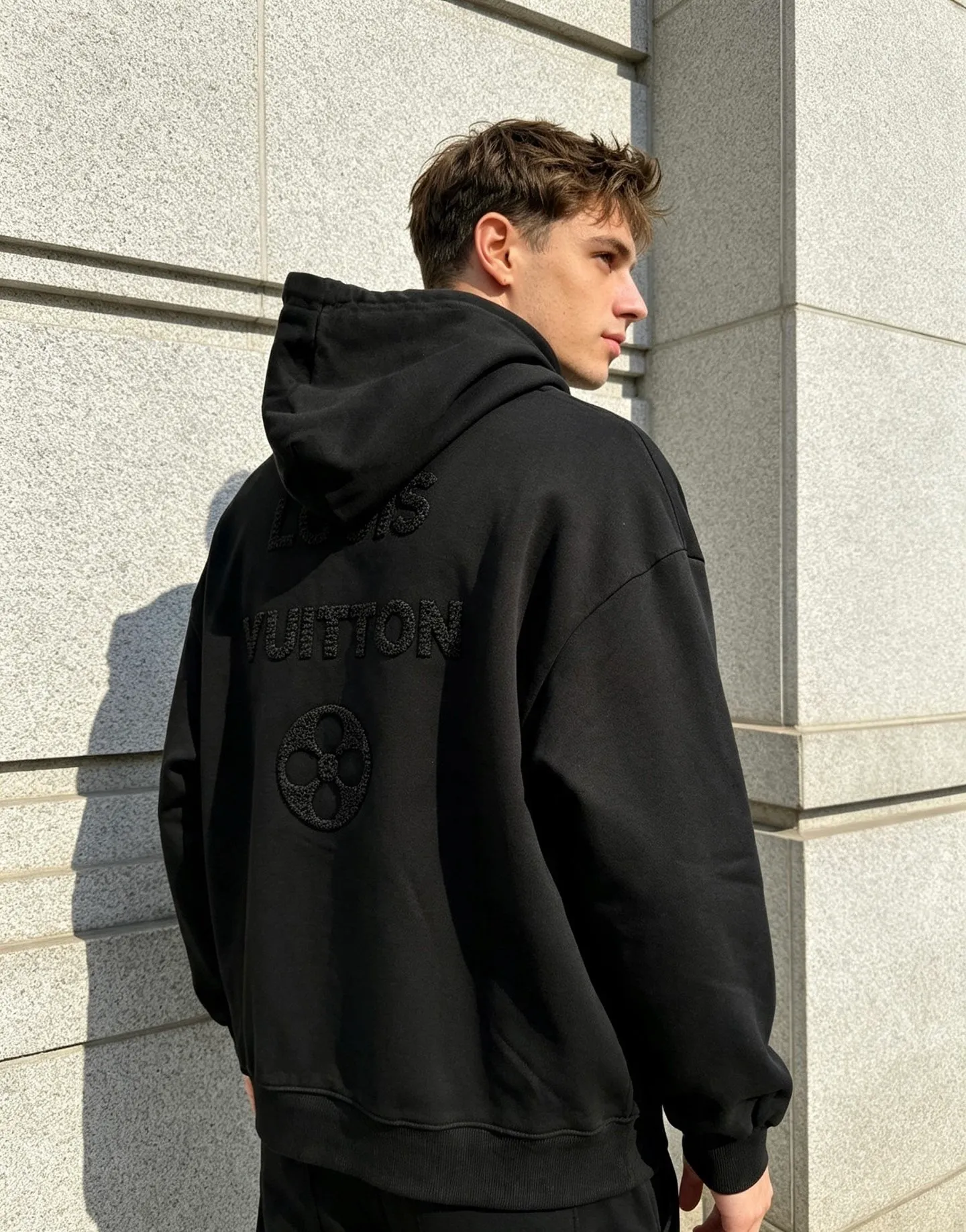 Louis Vuitton/Louis Vuitton dark woven letter logo embroidered hooded sweatshirt